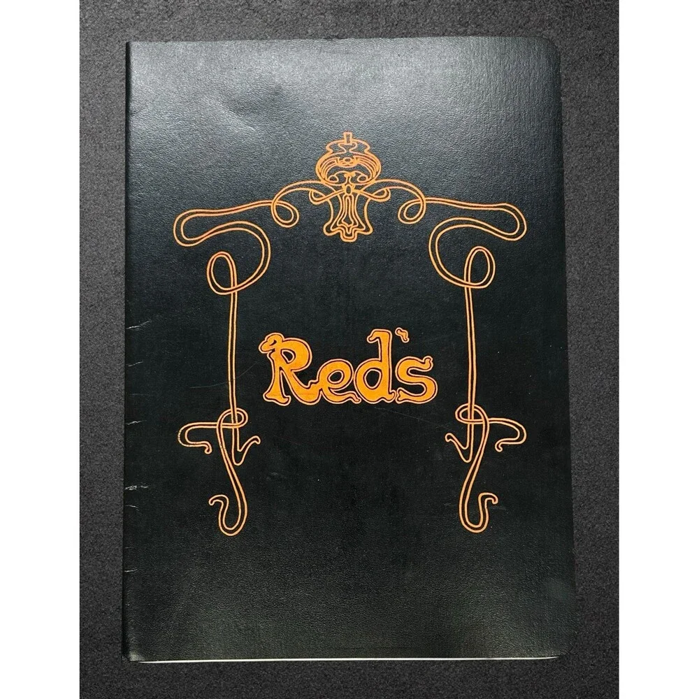 Vintage Reds Restaurant Menu Art Nouveau Black Orange Retro Cover Ephemera VTG